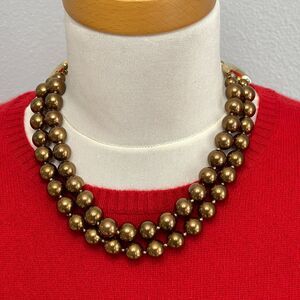 Vintage Carolee Brown Beaded Beads Gold-tone 2 Strands Fashion Necklace